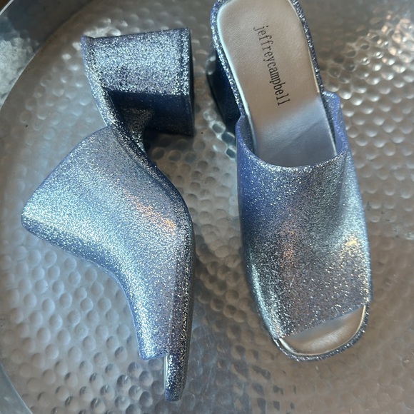 Jeffery Campbell slides silver glitter rubber size 8 - Picture 3 of 4